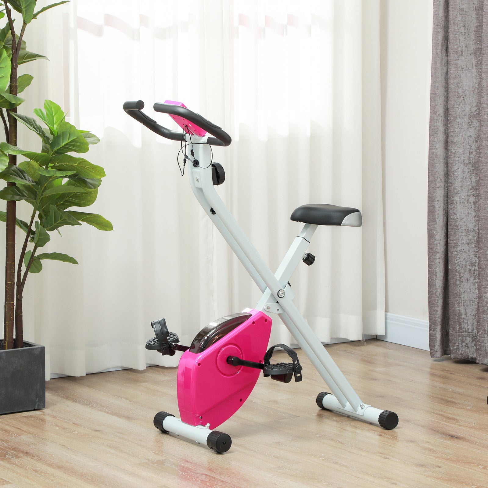 Folding Exercise Bike With 8-level Magnetic Resistance | Pink