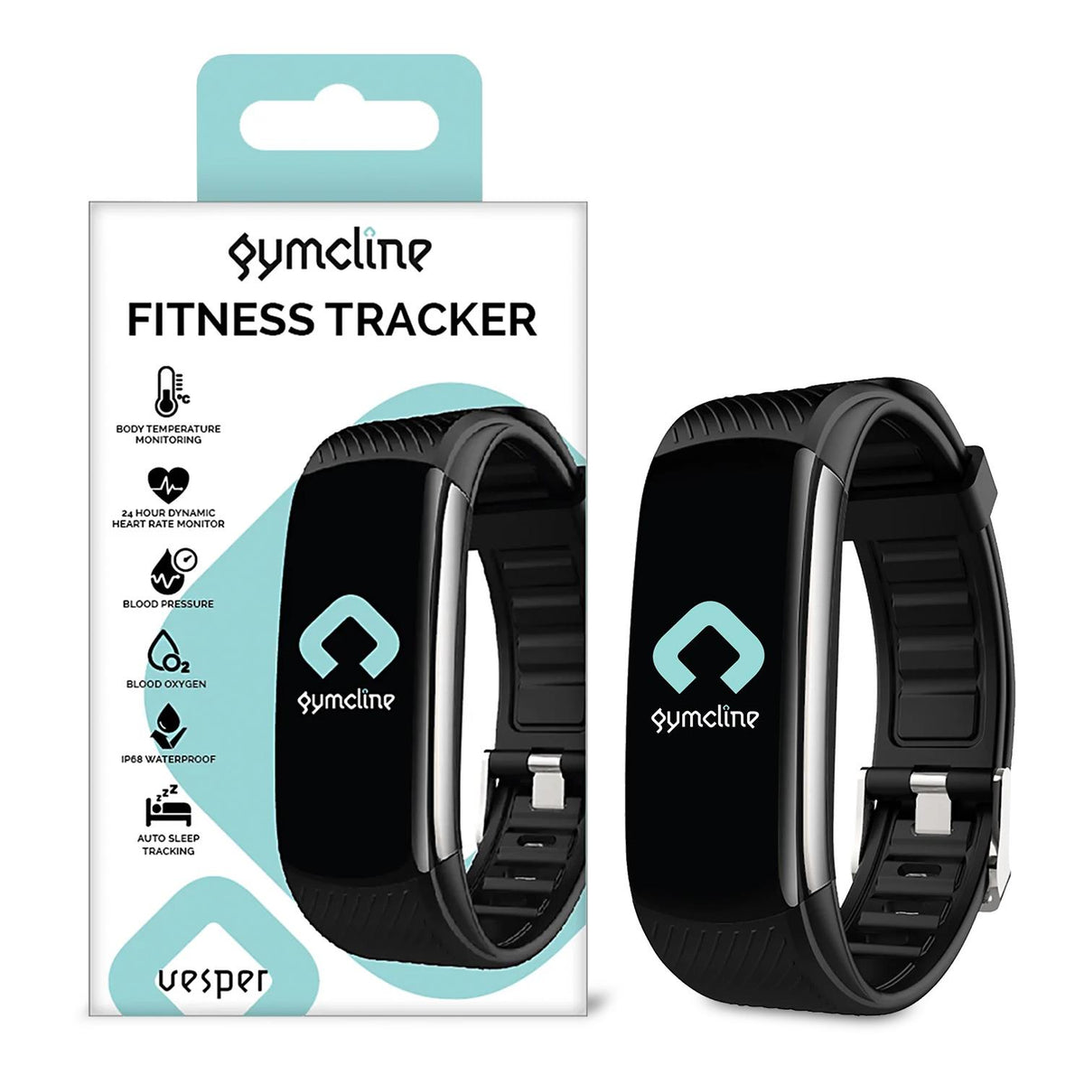 Vesper Fitness Tracker With Body Temperature Monitoring, Black