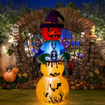 6ft Halloween Inflatable Stacked Pumpkin Ghost Decorations With Build-in Led Lights