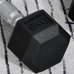2x6kg Rubber Hex Dumbbells For Home Gym | Black