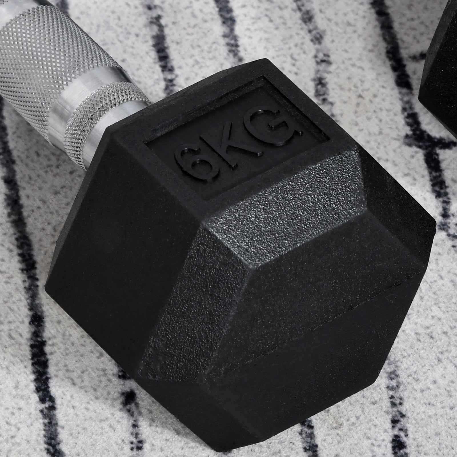 2x6kg Rubber Hex Dumbbells For Home Gym | Black