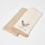 HOMESCAPES "rooster" Waffle Cotton Tea Towels, Set Of 2