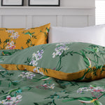 Bird Garden Sage 200 Thread Count Cotton Rich Reversible Duvet Cover Set | Double | Green