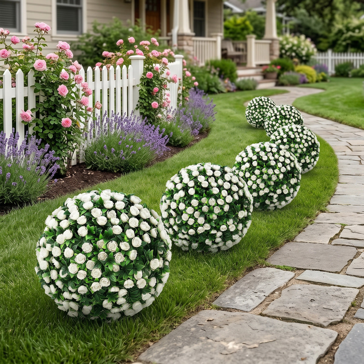 HOMCOM Artificial Rose Topiary, Uv Resistant, 2-pack, 55 Cm