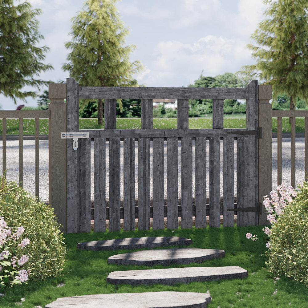 120cm W X90cm H Outdoor Wooden Garden Gate Fence Door | 120cm x 90cm | Grey