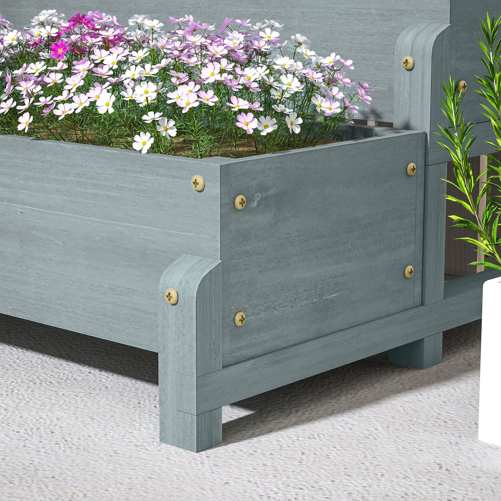 2-tier Raised Garden Bed With Trellis | Gray