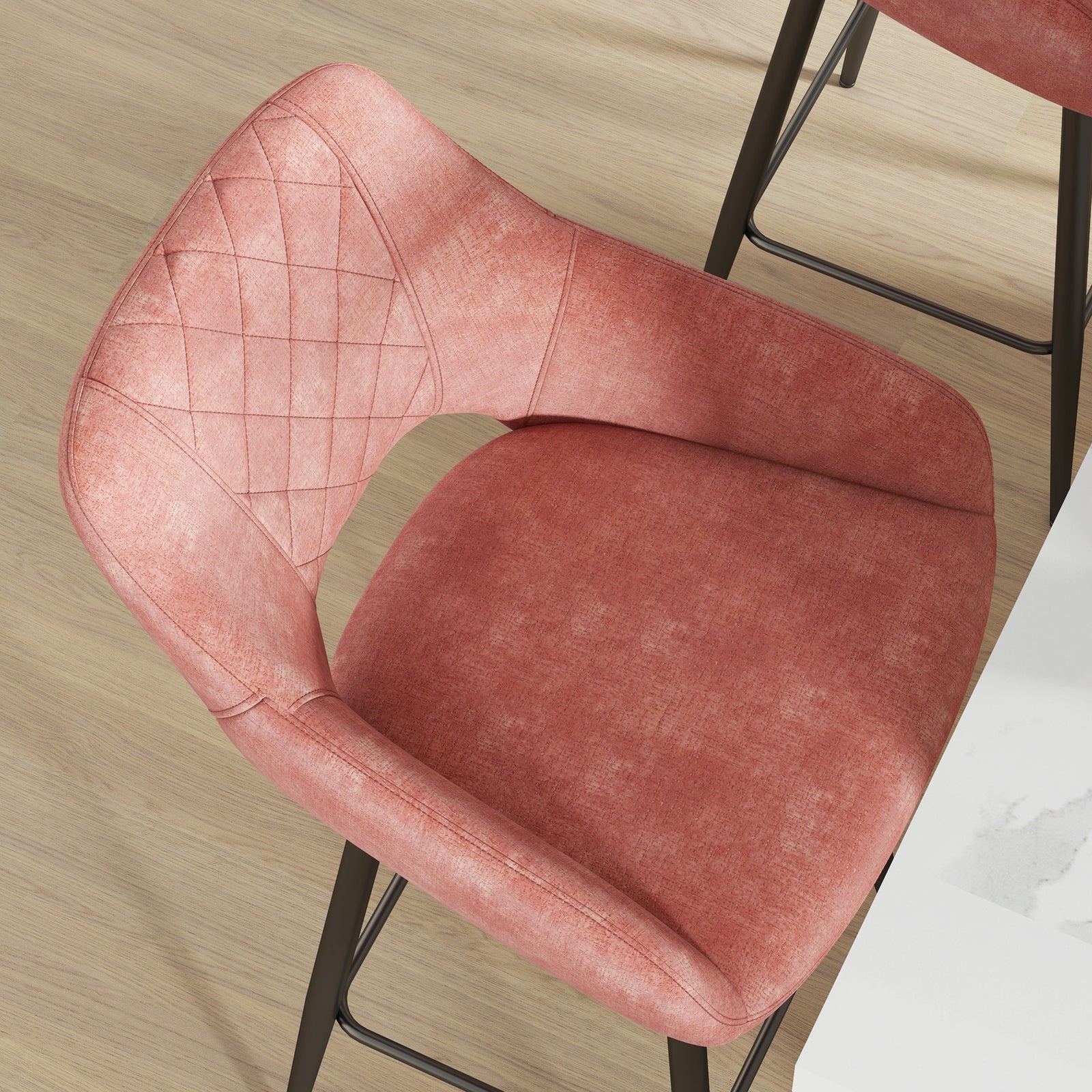Velvet-touch Bar Stools Counter Set Of 2 | Pink