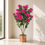 Artificial Azalea Pink Flowers Potted Plant With Copper Planter 100cm