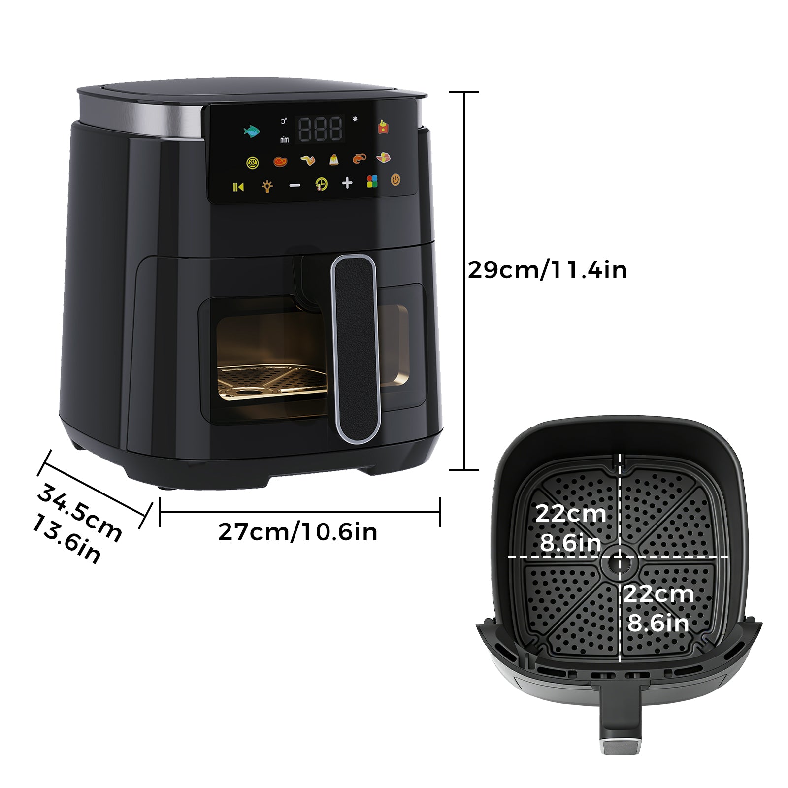 Spector 5l Digital Air Fryer 1500w Oil Free Hot Air Healthy Frying Cooker Black