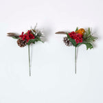 Set Of 2 Artificial Robin And Foliage Picks, 18 Cm