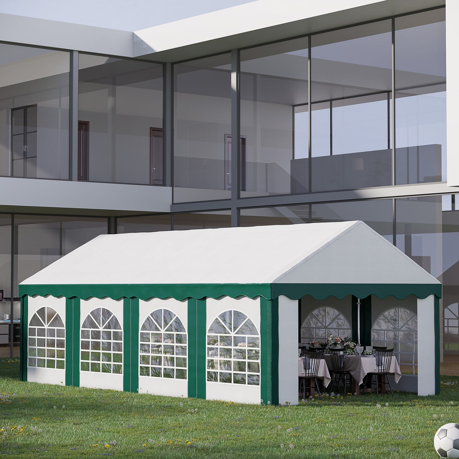 Marquee Gazebo, Party Tent With Sides And Double Doors | Large | White