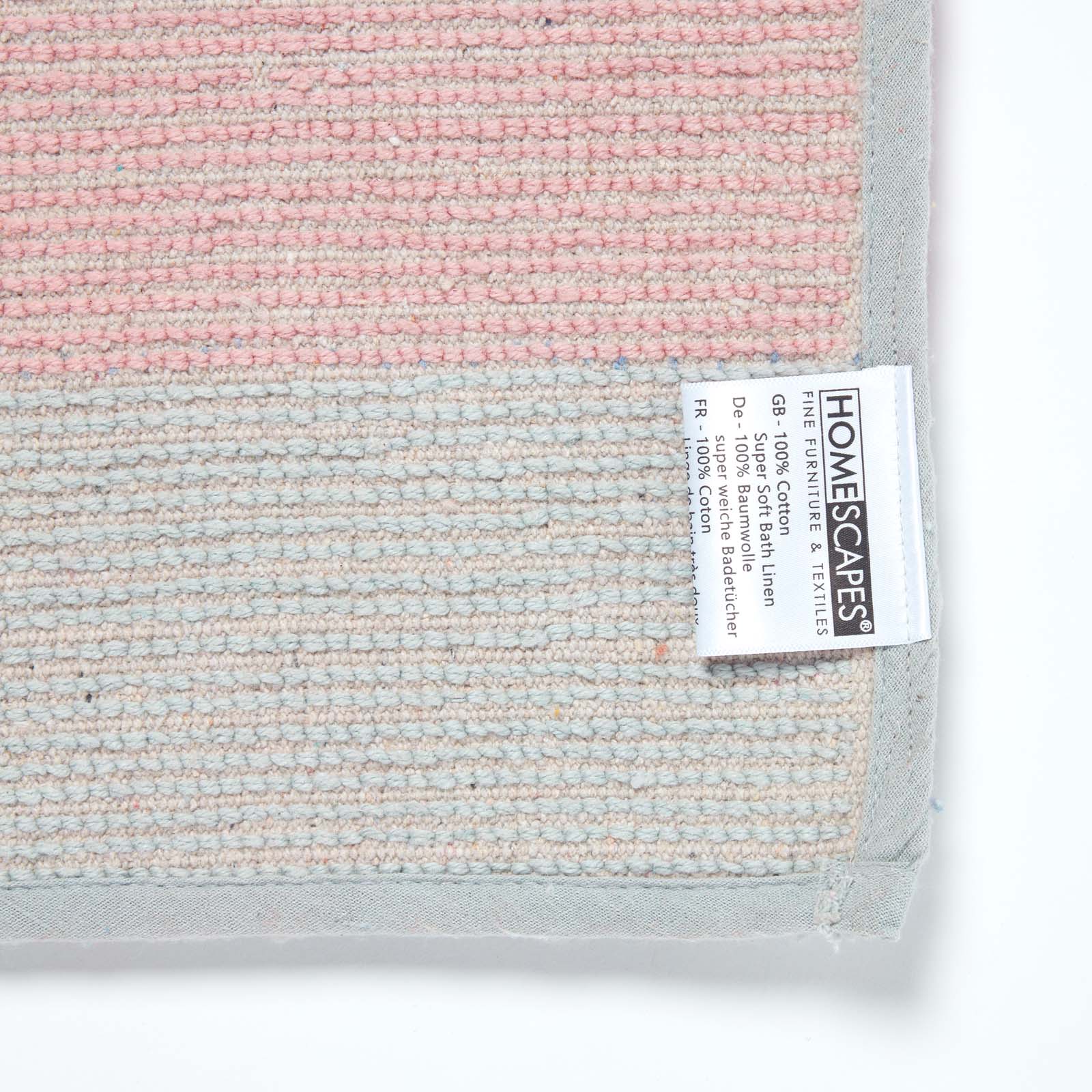 Pink And Grey Striped Cotton Bath Mat