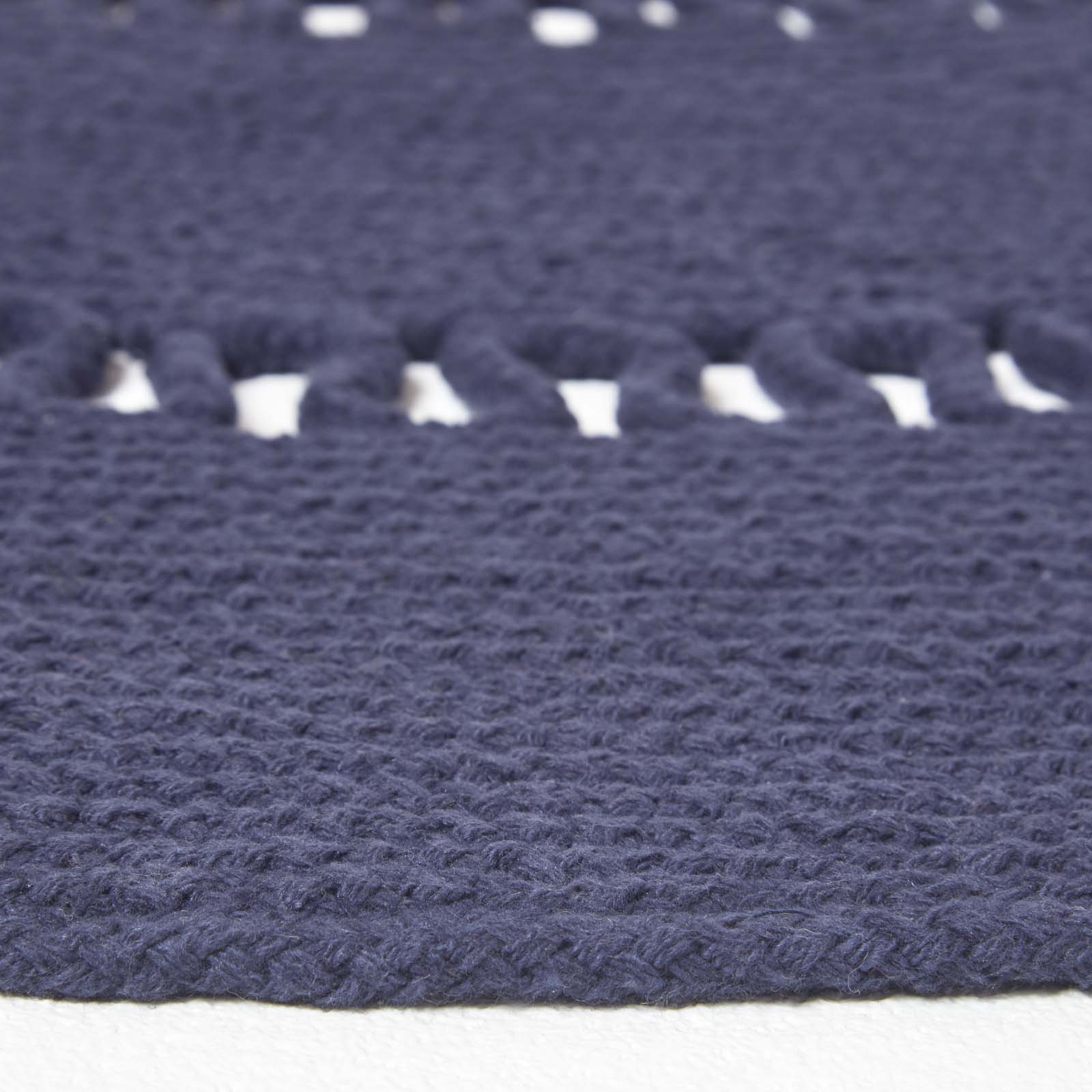 Crochet Braided Round Rug | 120cm | Navy Blue