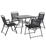 5-piece Garden Dining Set, 4 Foldable Armchairs, Black