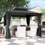 3 X 3.7m Aluminium Outdoor Hardtop Gazebo Canopy 2-tier Roof | Dark Gray