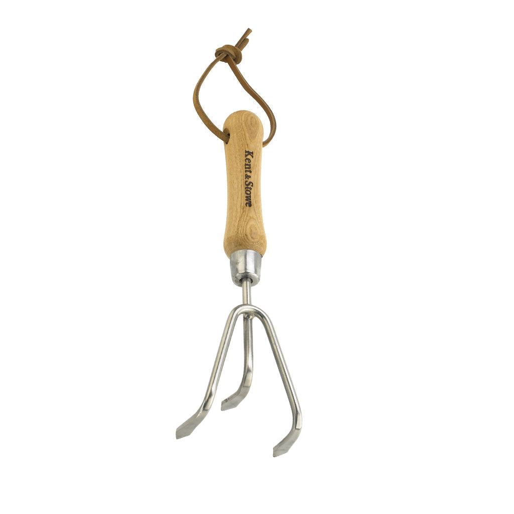 3-prong Stainless Steel Hand Cultivator With Ash Handle | Set of 1