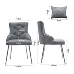 Grey Velvet Tufted Dining Chair With Padded Cushion Elegant Upholstered Accent Chair With Button Back
