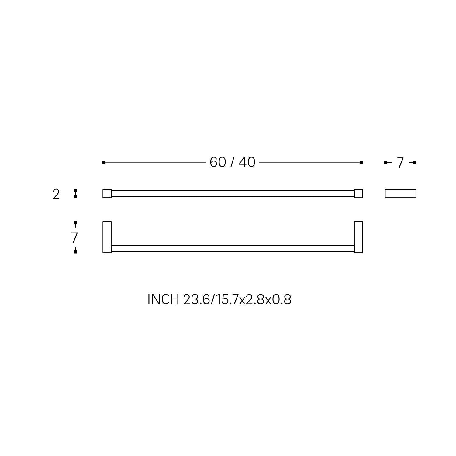 Towel Rail, Black Matt, Wall-mounted, 40 Cm. Collection Metric