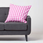 Block Check Cotton Gingham Cushion Cover | 60cm x 60cm | Pink