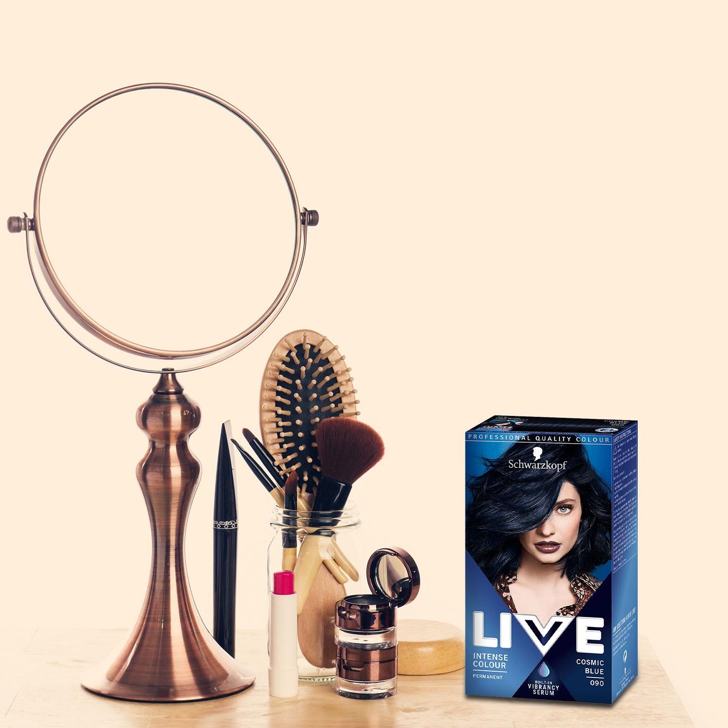 Live Cosmic Blue Permanent Hair Dye, Intense Colour 090 3 Pk