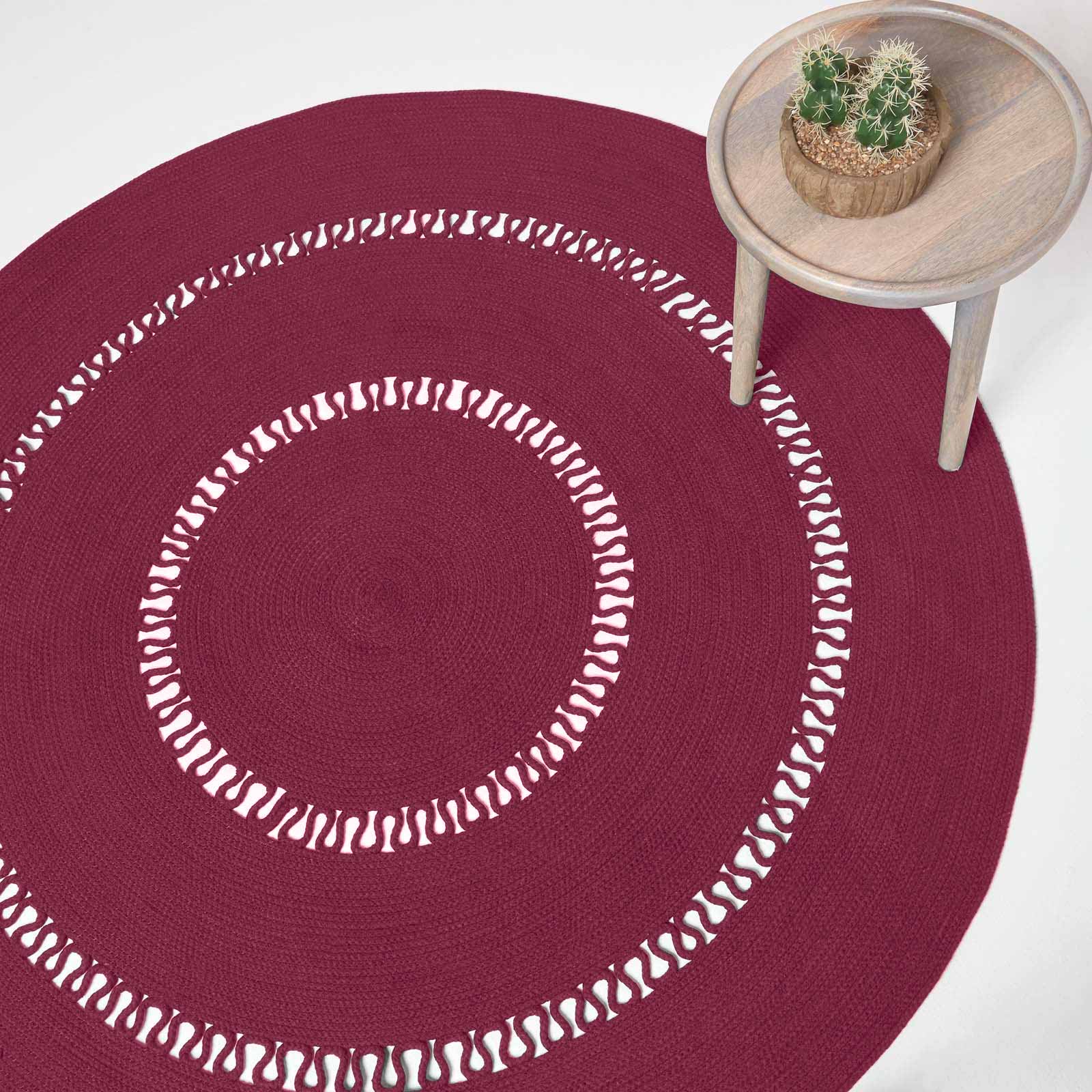 Crochet Braided Round Rug | 120cm | Plum