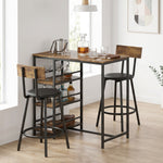 HOMCOM Space Saving Bar Table And Pu Leather Stools For 2, Rustic Brown