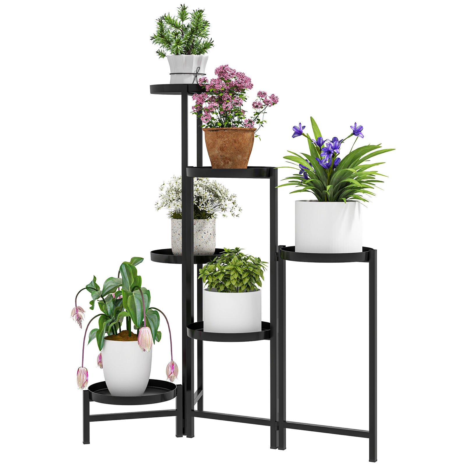 3 Tier Foldable Corner Plant Stand For Indoor Outdoor