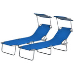 Reclining Sun Lounger Folding Recliner Garden Chair | Set of 2 | Blue