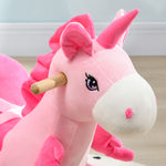 Rocking Horse Plush Ride On Unicorn With Songs, Seat Belt, Pink