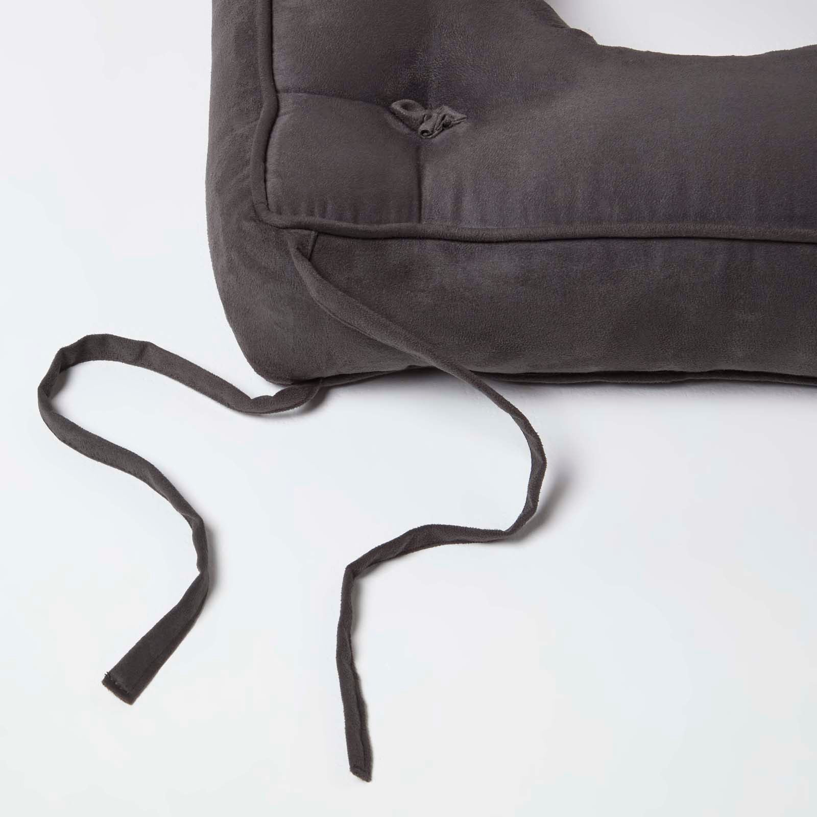 Faux Suede Coccyx Dining Chair Cushion With Ties | 40cm x 40cm | Grey
