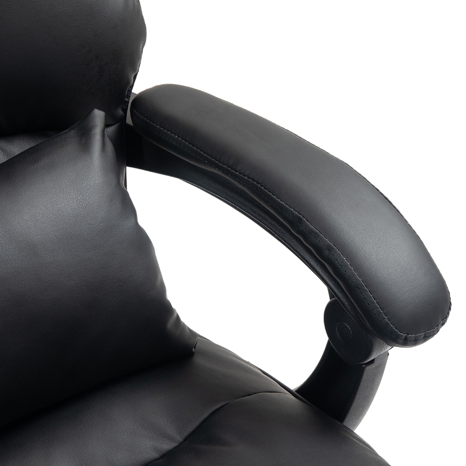Executive Office Chair, Pu Leather Desk Chair With Armrests | One Size | Black
