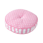 Polka Dots & Stripes Round Floor Cushion | 43cm x 43cm | Pink