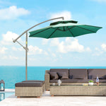 2.7m Cantilever Banana Parasol W/ Double Tier Canopy | Green
