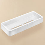 Bathroom Shelf Rectangular, 30 Cm White Matt Metal & Plastic Wall-mounted