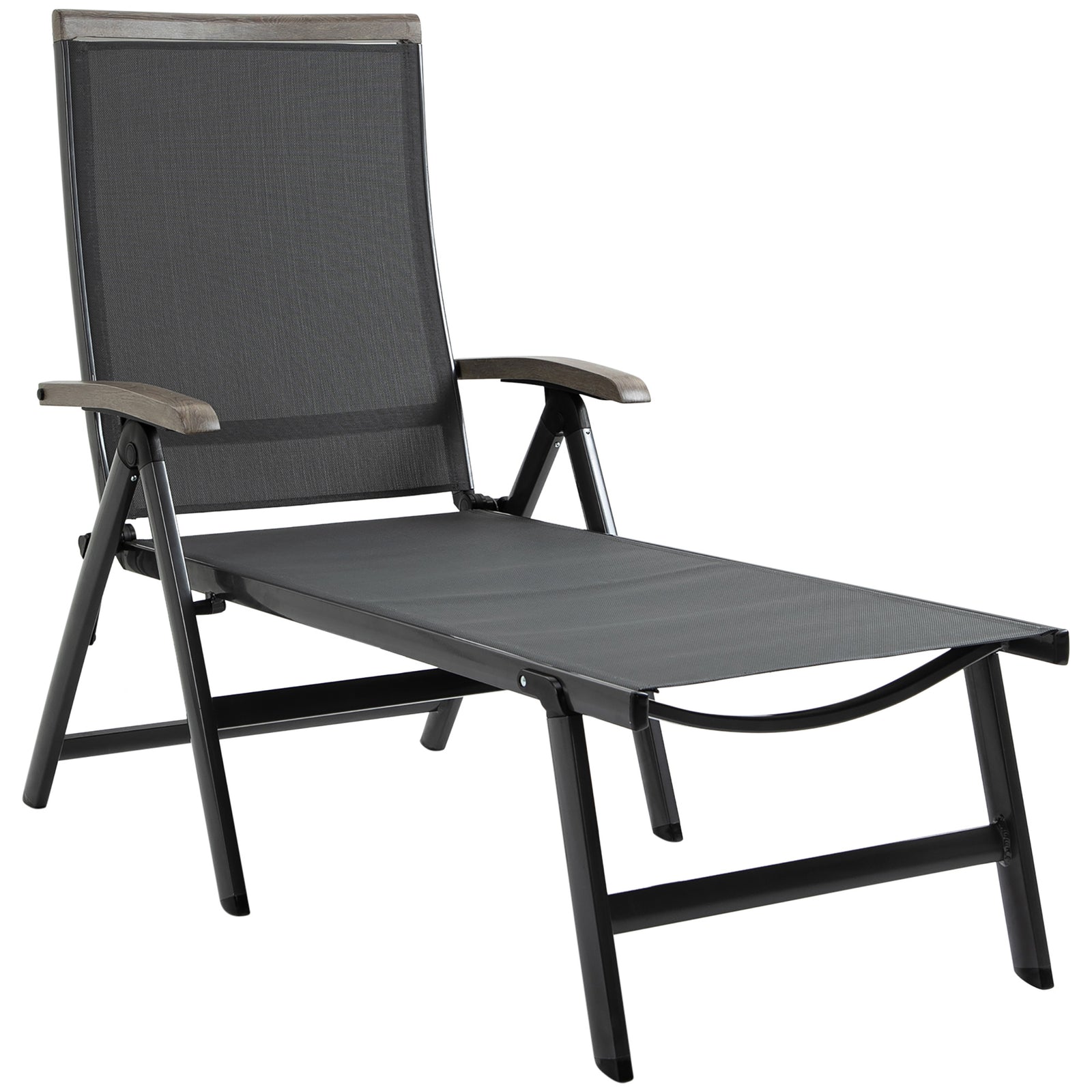 Outdoor Folding Sun Lounger W/ Adjustable Backrest | Gray
