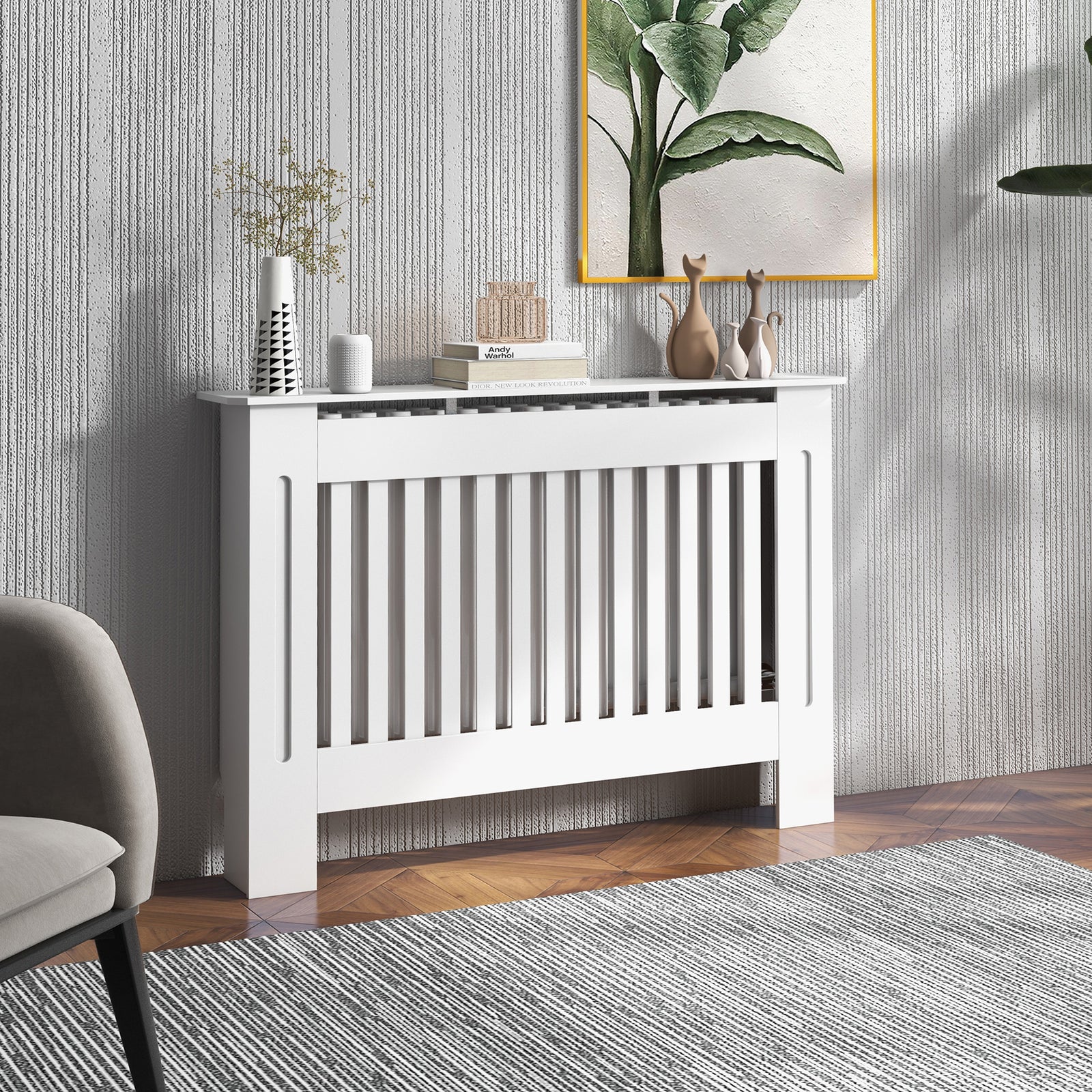 Radiator Cover Painted Slatted Mdf Grill 112/152/172cm | Small | White