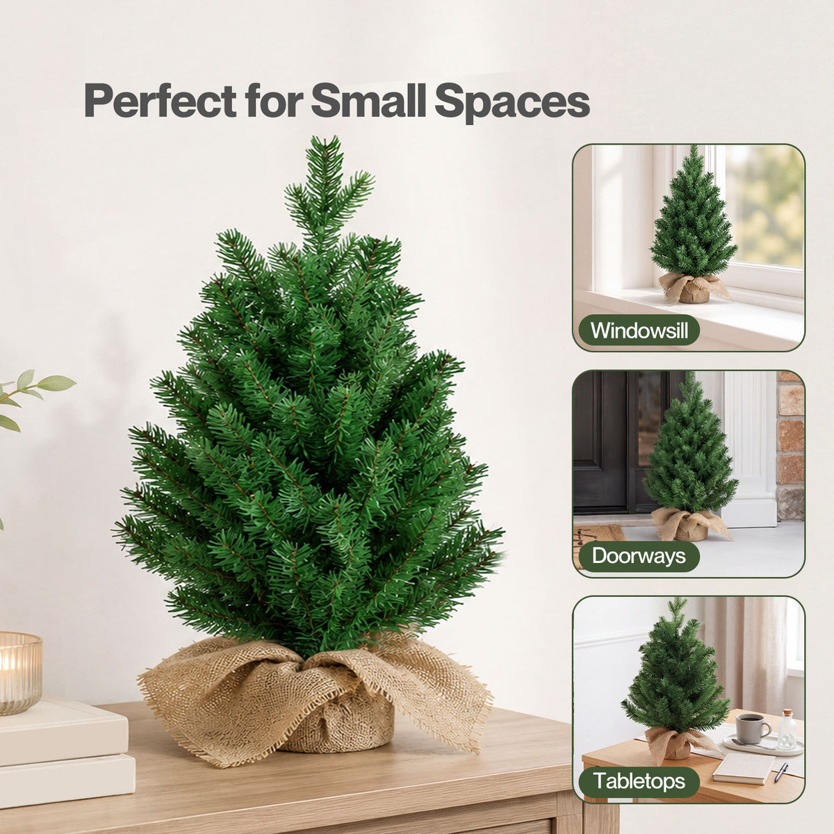 Santaco Christmas Tree 63cm Xmas Spruce 75 Pvc Tip Indoor Cement Base Green