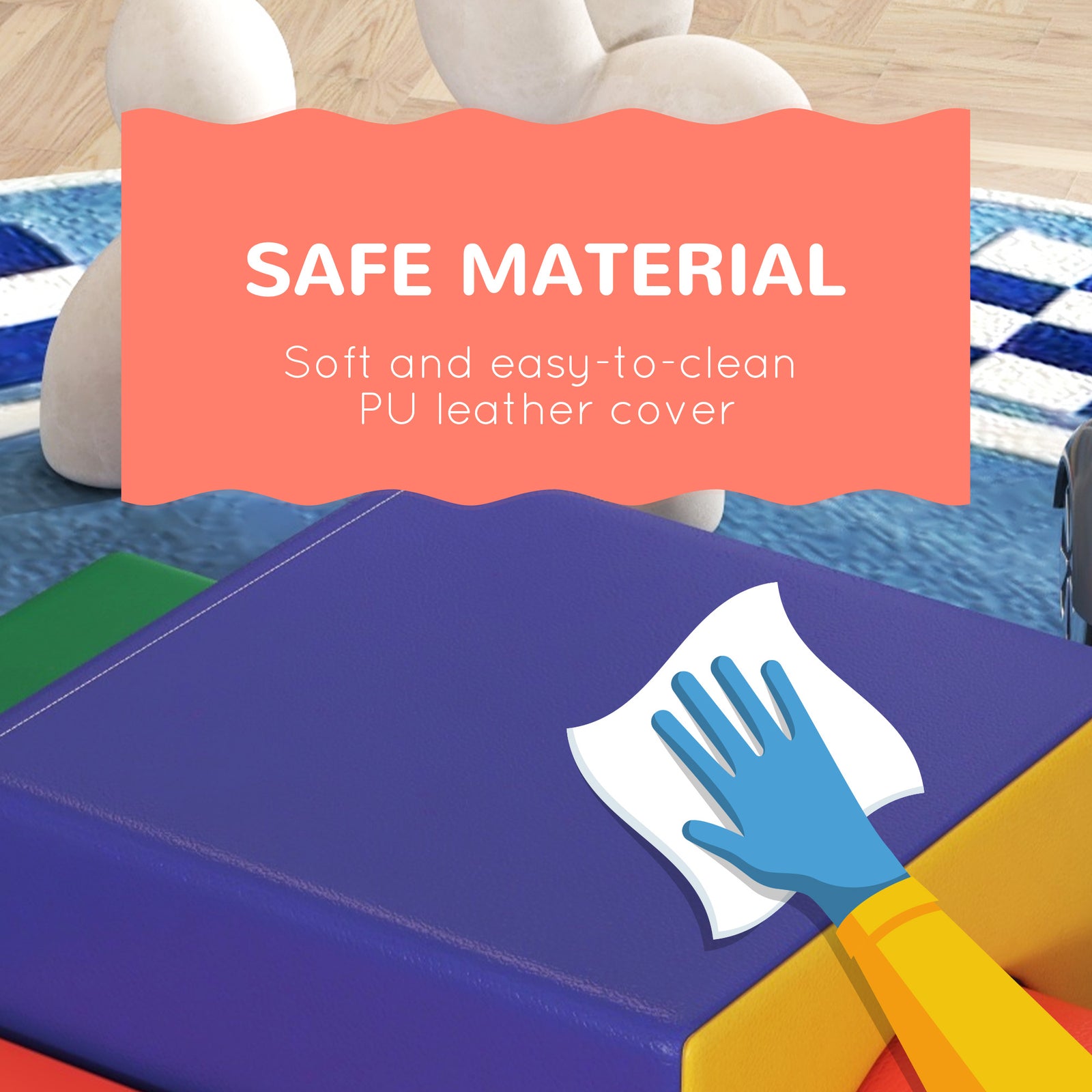 4-piece Soft Play Set, Baby Foam Block Toy Toddler 1-3 Years | Red