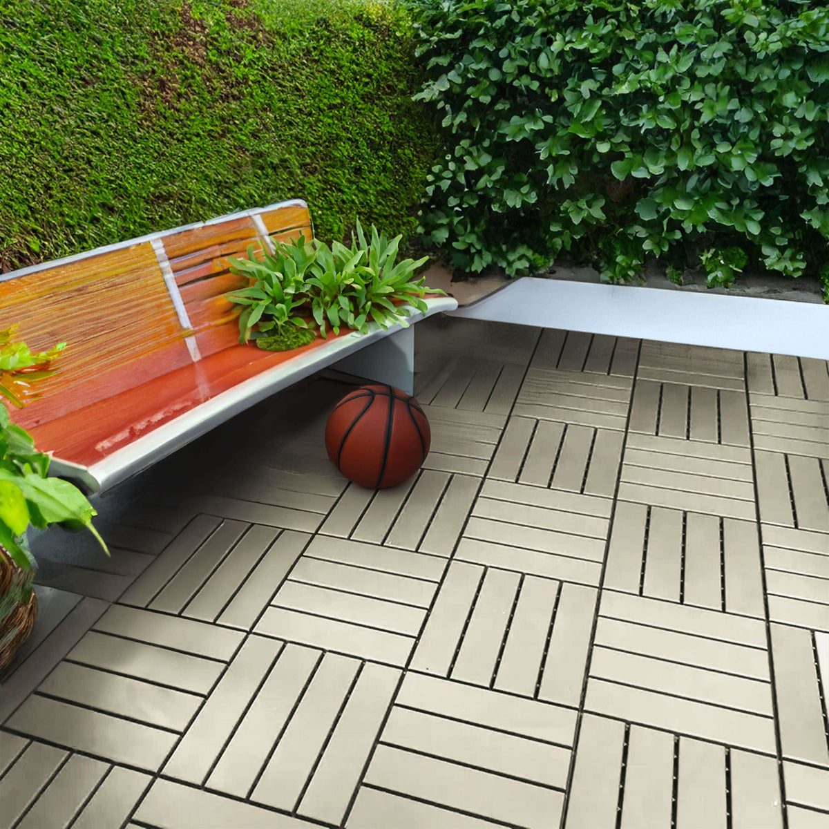 Polydeck Pvc Interlocking Decking Tiles | Set of 12 | Beige