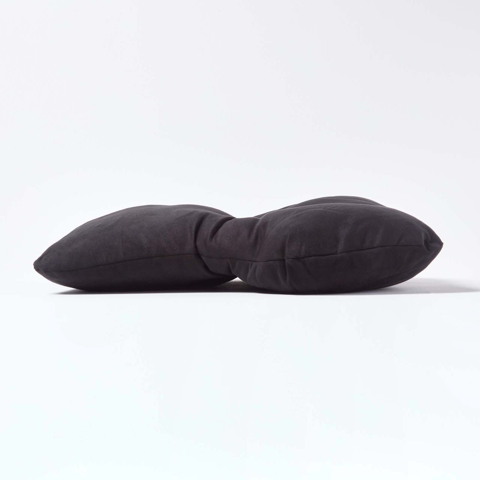 Faux Suede Back Support Thick Lumbar Cushion | Black