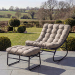 Solace Outdoor Rocking Chair And Stool | One Size | Light Brown