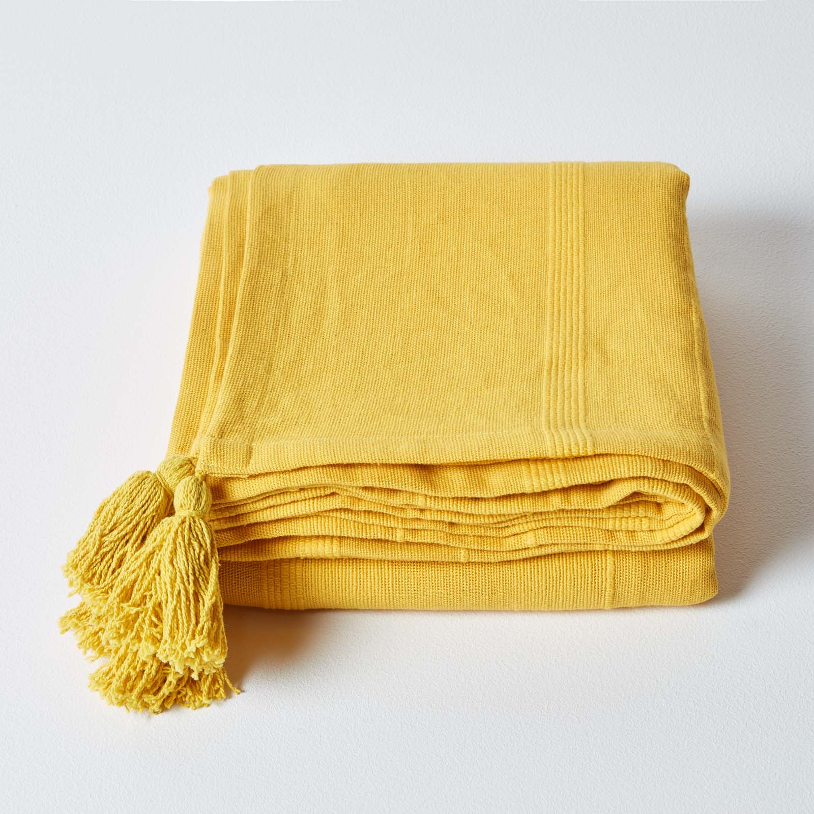 Cotton Rajput Ribbed Throw | 255cm x 360cm | Tangerine