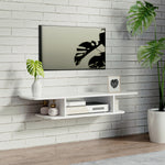 Wall Mounted Tv Stand With Storage Shelf | White