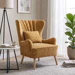Breeins Upholstered Chenille Wingback Single Sofa Accent Chair With Wooden Legs