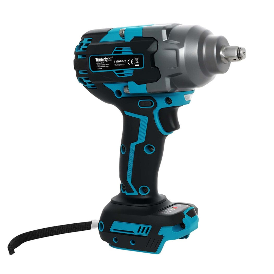 21v Brushless Impact Wrench 1/2" Rattle Gun 2×4.0ah 1200nm Kit Set | Blue