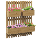 Wall-mounted Planter With Trellis And 3 Boxes | Chocolate