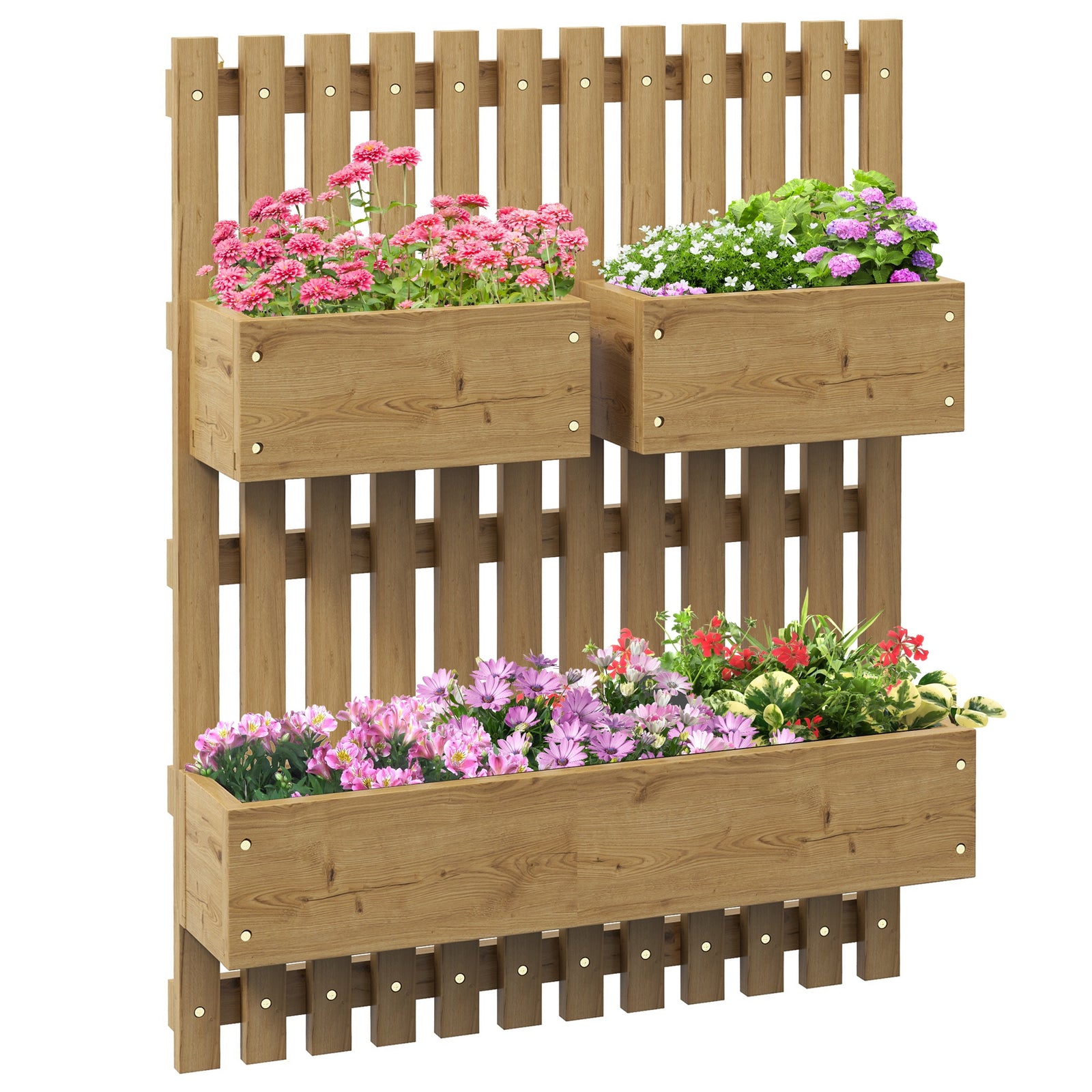 Wall-mounted Planter With Trellis And 3 Boxes | Chocolate