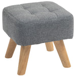 Modern Footstool, Fabric Foot Rest With Rubber Wood Legs