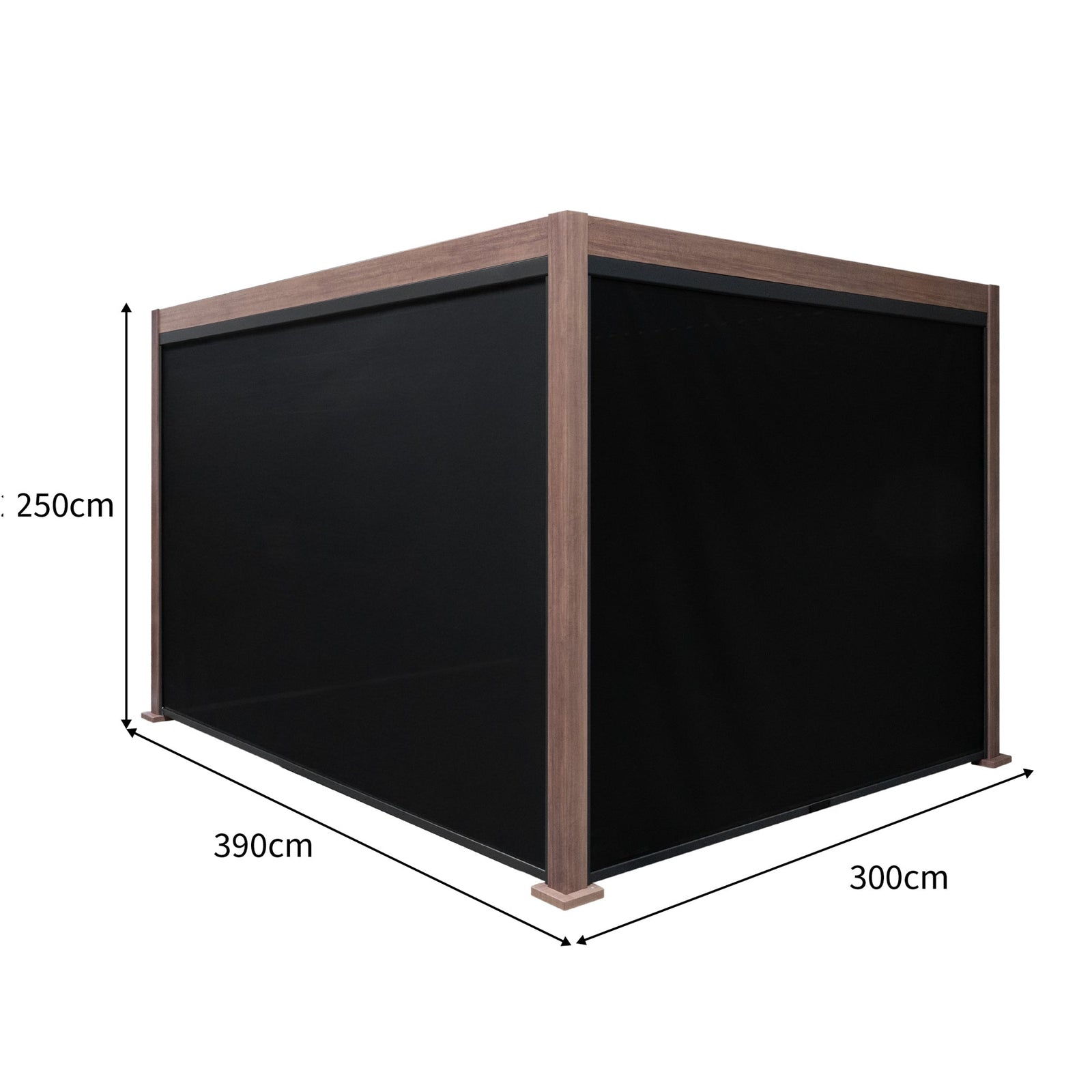 Wood Effect Aluminium Pergola With Blinds | 4m x 3m | Brown