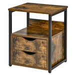 End Table Bedside Desk Slim Storage Cabinet with Shelf | Brown